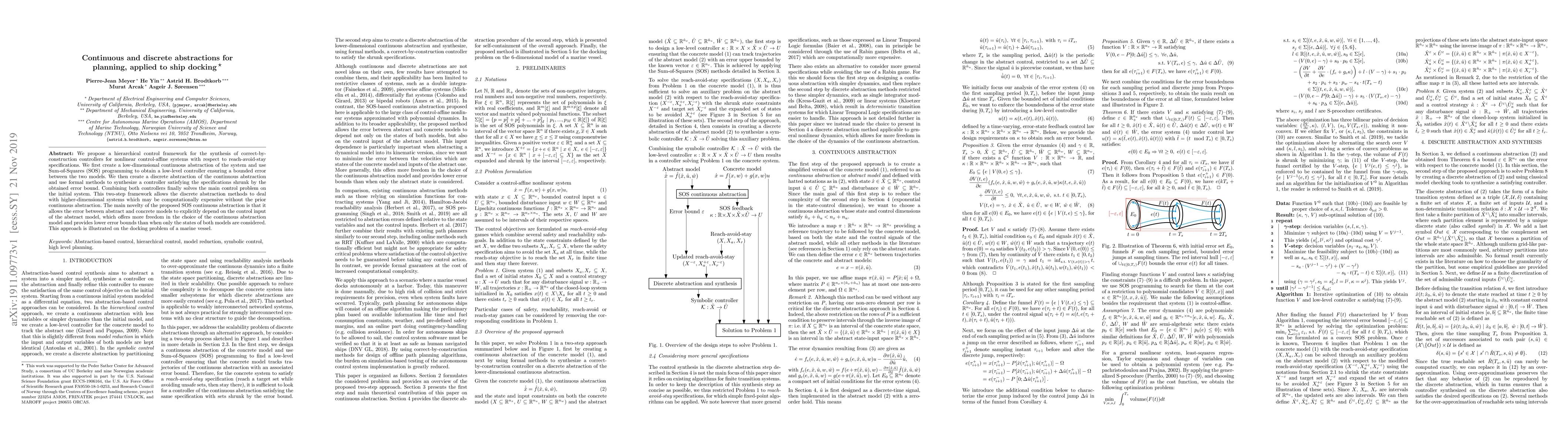 Thumbnail for Continuous and discrete abstractions for planning, applied to ship
  docking