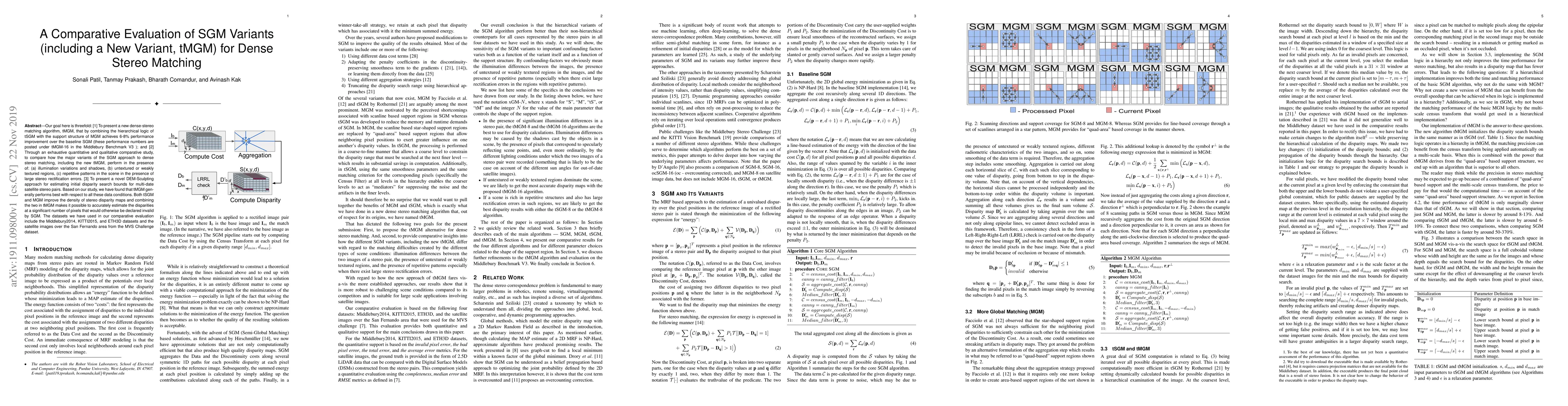 Thumbnail for A Comparative Evaluation of SGM Variants (including a New Variant, tMGM)
  for Dense Stereo Matching