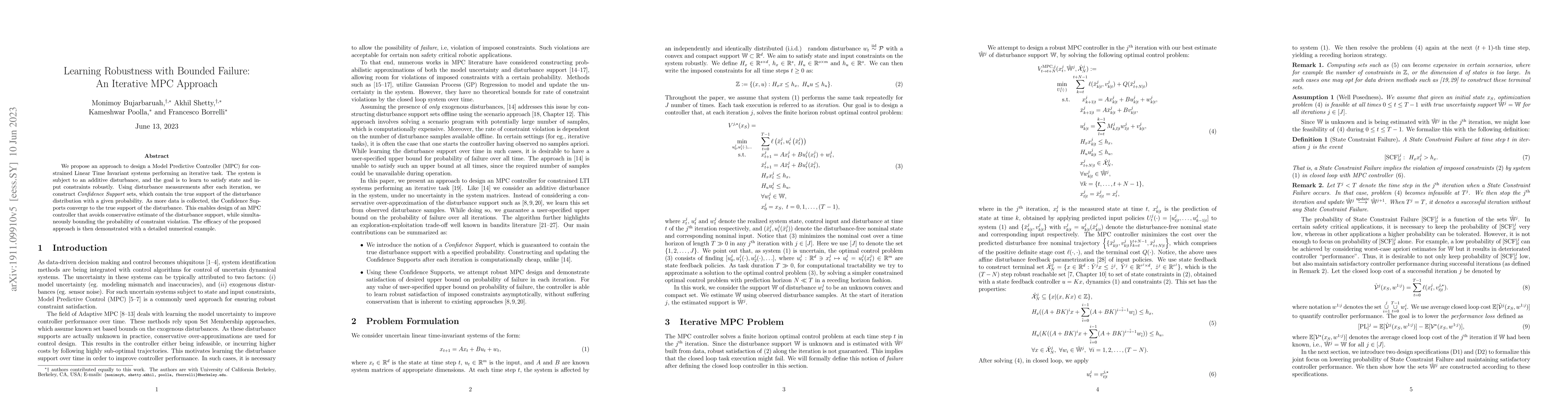 Thumbnail for Learning Robustness with Bounded Failure: An Iterative MPC Approach