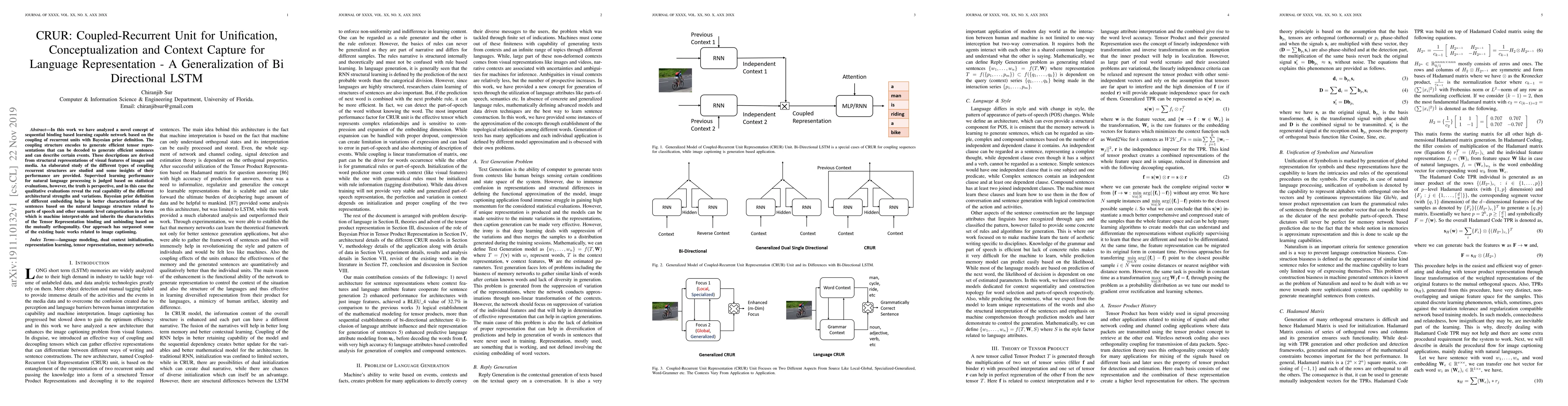 Thumbnail for CRUR: Coupled-Recurrent Unit for Unification, Conceptualization and
  Context Capture for Language Representation -- A Generalization of Bi
  Directional LSTM