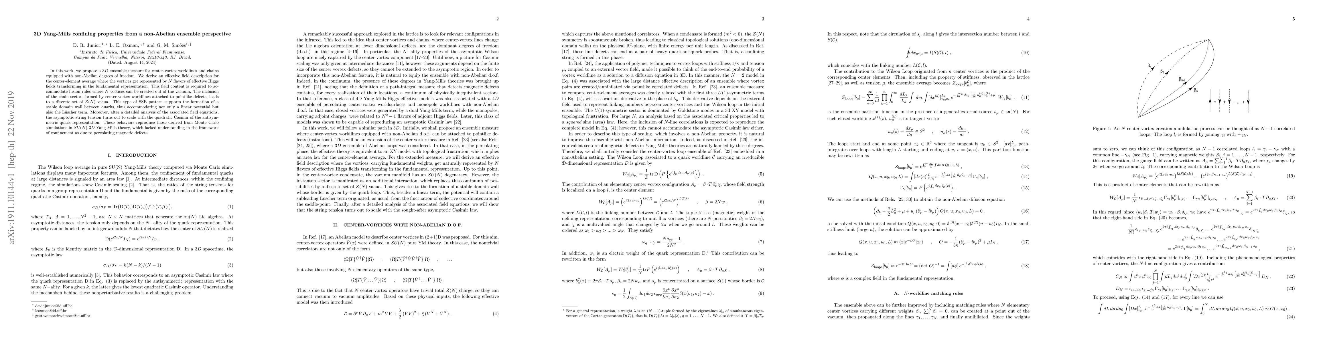 Thumbnail for 3D Yang-Mills confining properties from a non-Abelian ensemble
  perspective