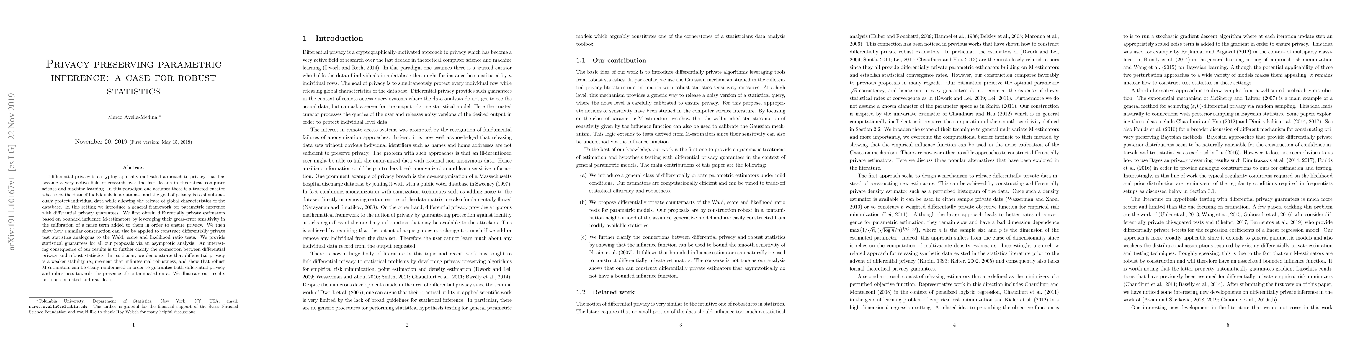 Thumbnail for Privacy-preserving parametric inference: a case for robust statistics