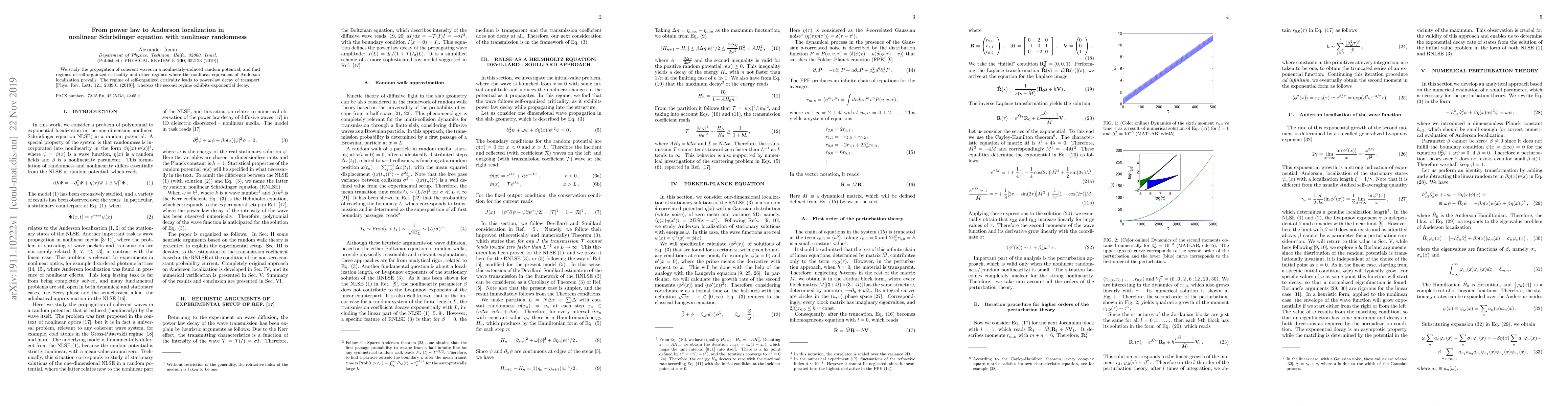 Thumbnail for From power law to Anderson localization in nonlinear Schr\"odinger
  equation with nonlinear randomness