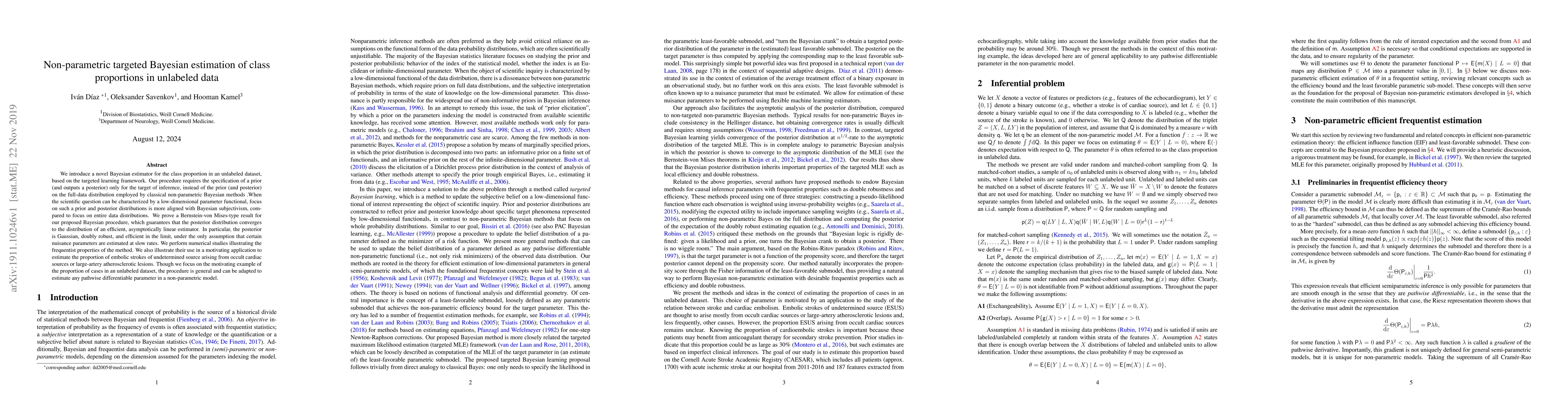 Thumbnail for Non-parametric targeted Bayesian estimation of class proportions in
  unlabeled data