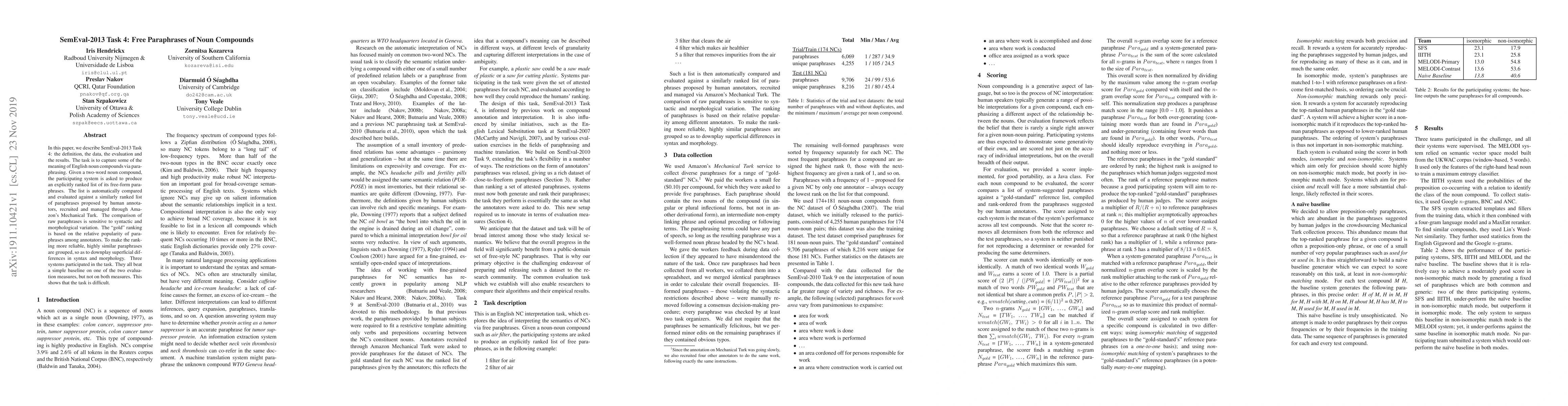 Thumbnail for SemEval-2013 Task 4: Free Paraphrases of Noun Compounds