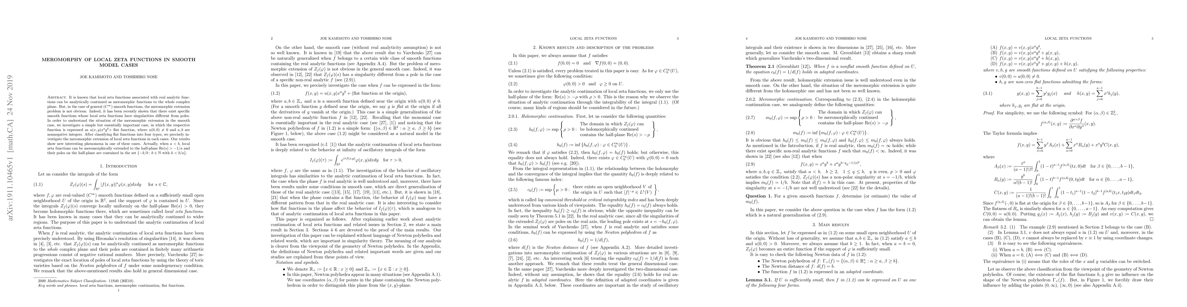 Thumbnail for Meromorphy of local zeta functions in smooth model cases