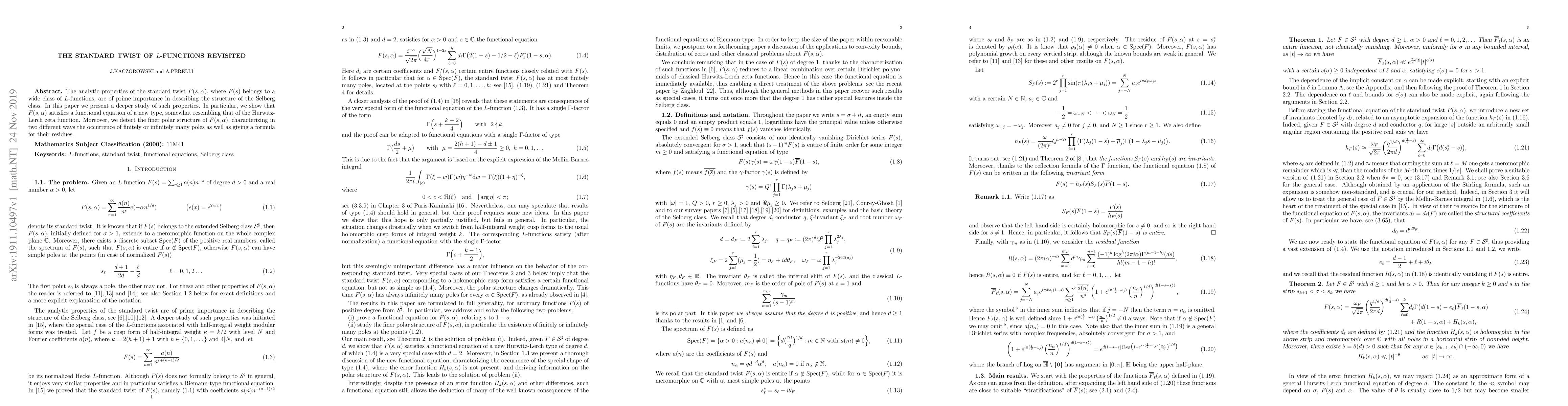 Thumbnail for The standard twist of L-functions revisited