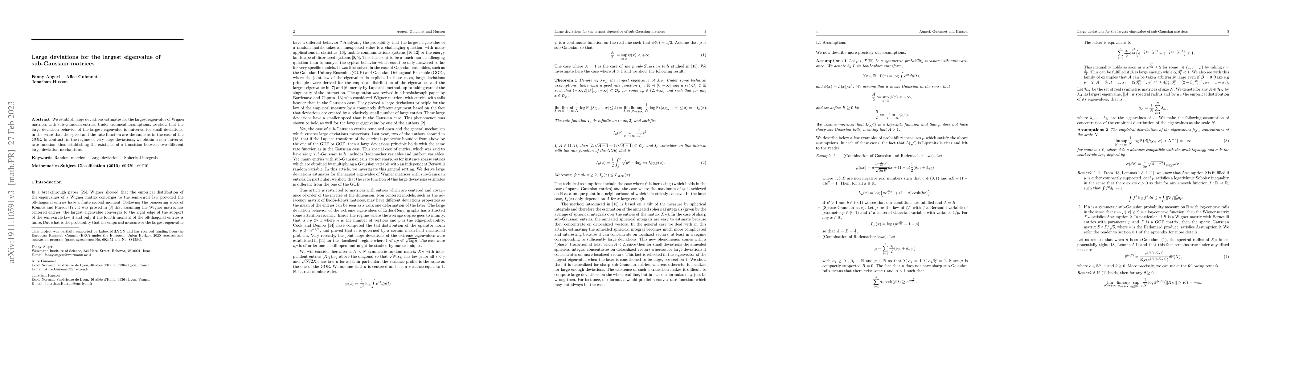 Thumbnail for Large deviations for the largest eigenvalue of sub-Gaussian matrices