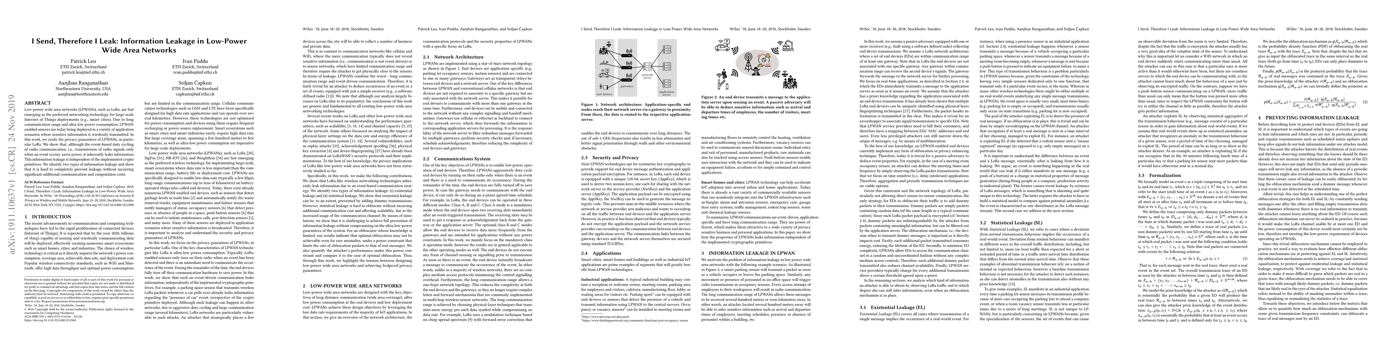 Thumbnail for I Send, Therefore I Leak: Information Leakage in Low-Power Wide Area
  Networks