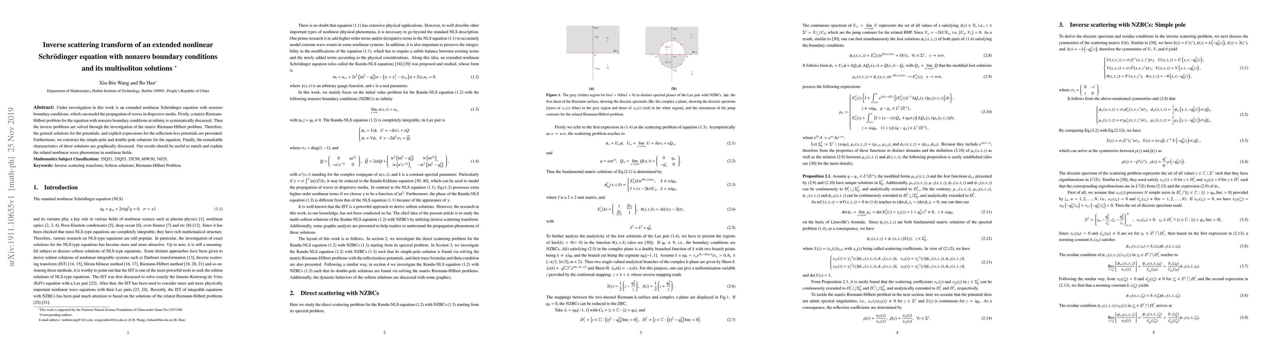 Thumbnail for Inverse scattering transform of an extended nonlinear Schr\"{o}dinger
  equation with nonzero boundary conditions and its multisoliton solutions