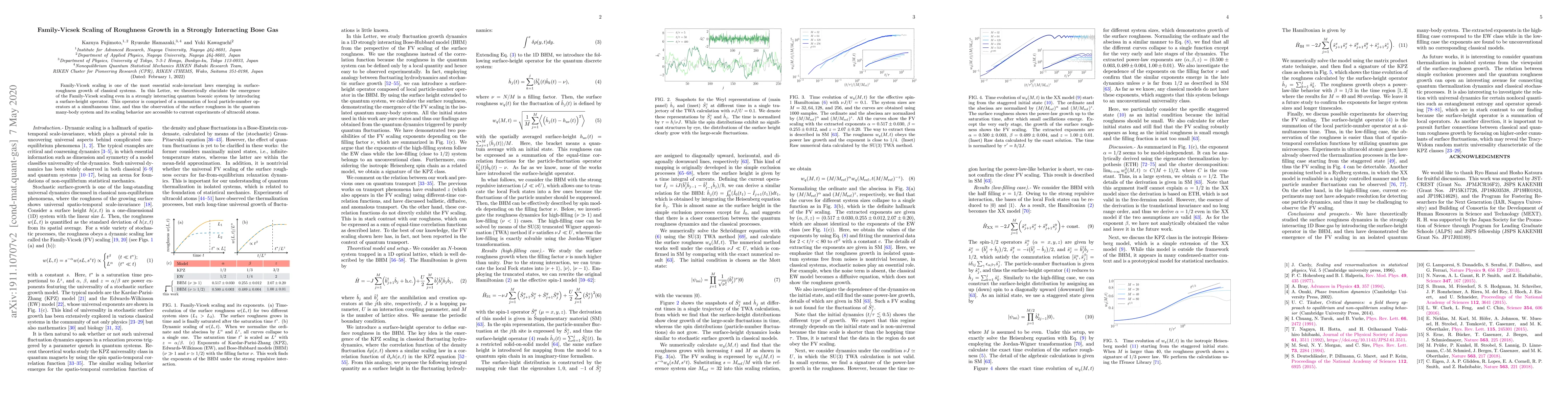 Thumbnail for Family-Vicsek Scaling of Roughness Growth in a Strongly Interacting Bose
  Gas