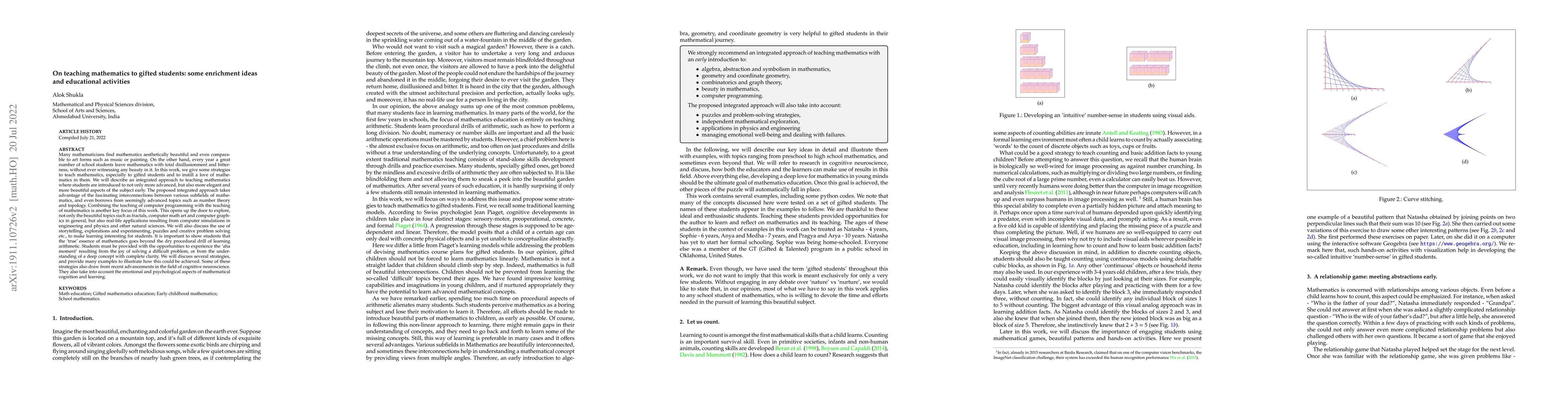 Thumbnail for On teaching mathematics to gifted students: some enrichment ideas and
  educational activities