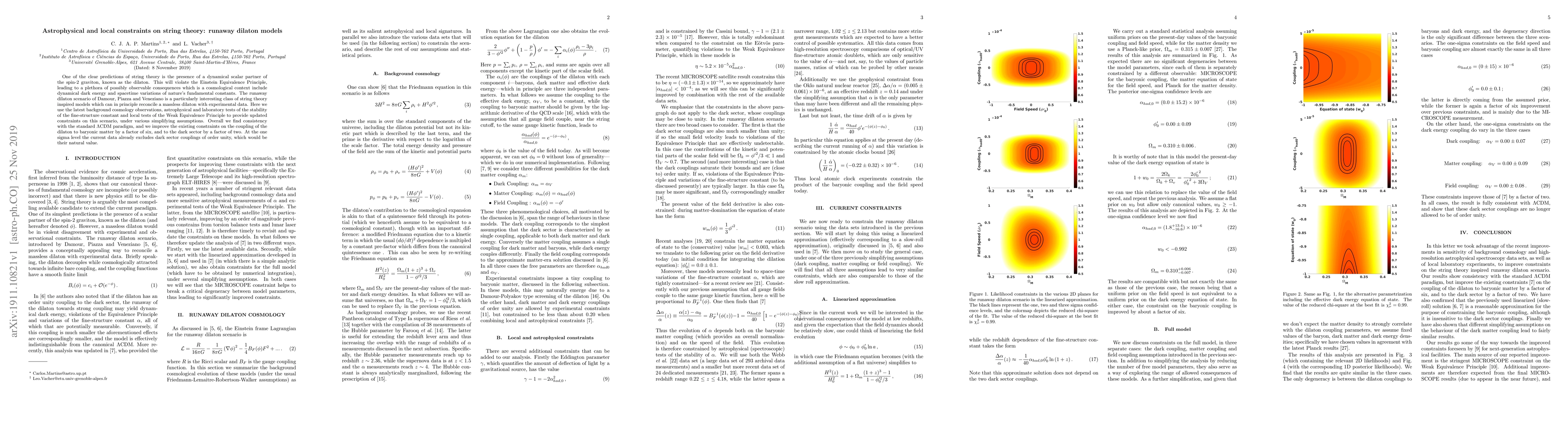 Thumbnail for Astrophysical and local constraints on string theory: runaway dilaton
  models
