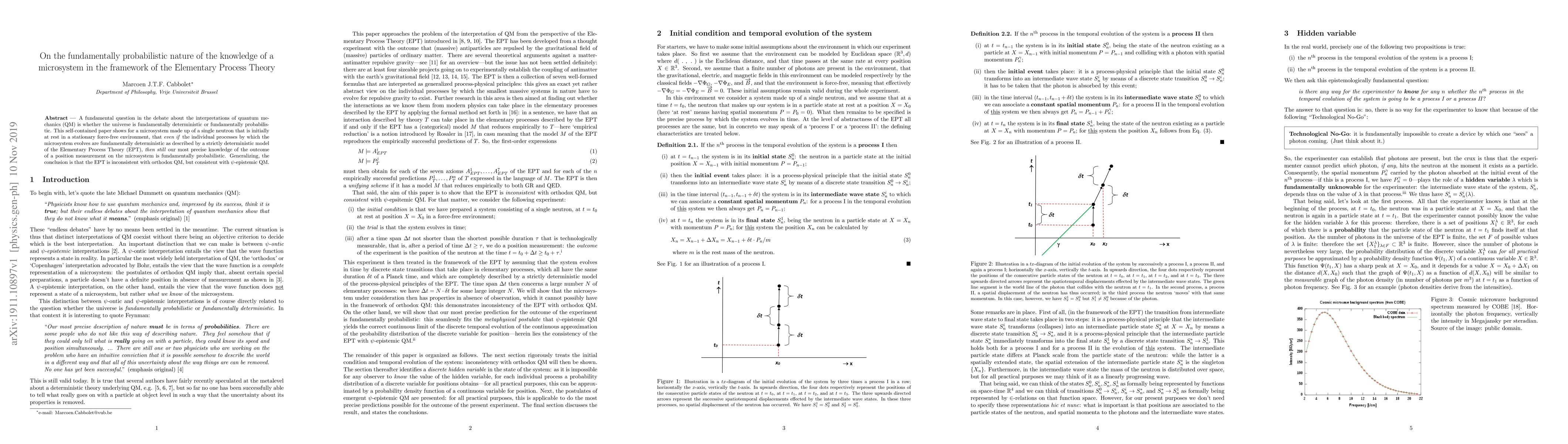 Thumbnail for On the fundamentally probabilistic nature of the knowledge of a
  microsystem in the framework of the Elementary Process Theory
