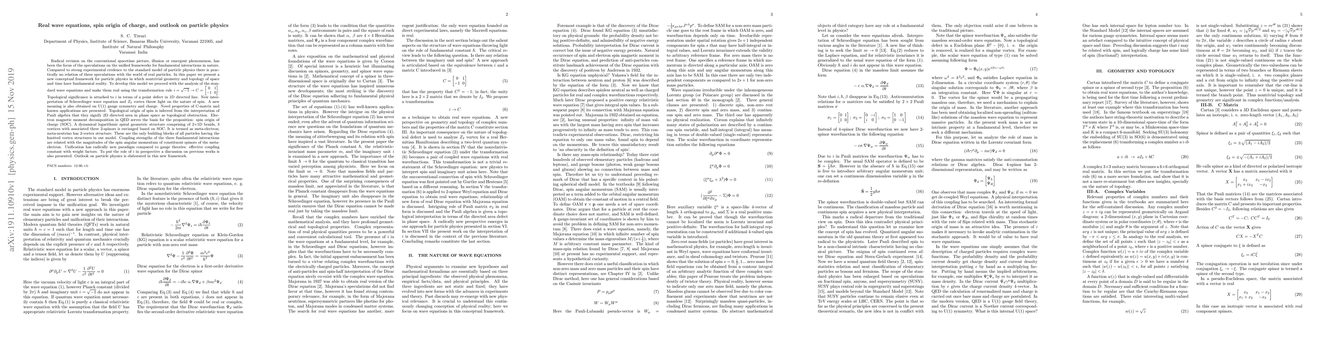 Thumbnail for Real wave equations, spin origin of charge, and outlook on particle
  physics