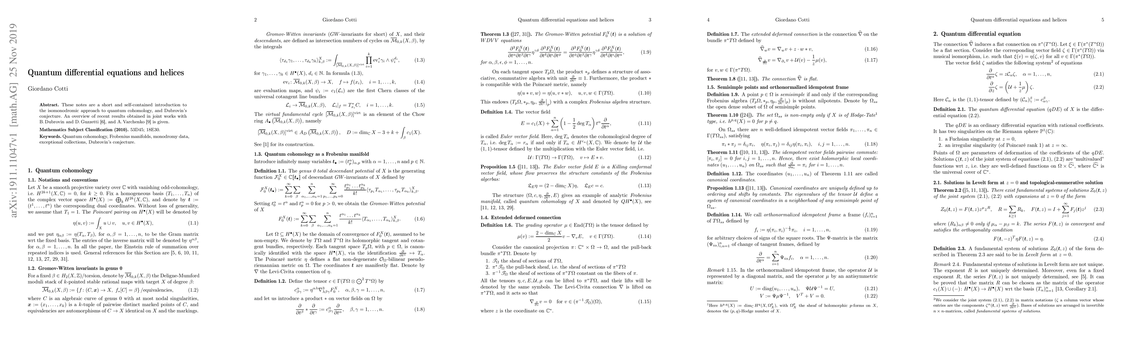 Thumbnail for Quantum differential equations and helices