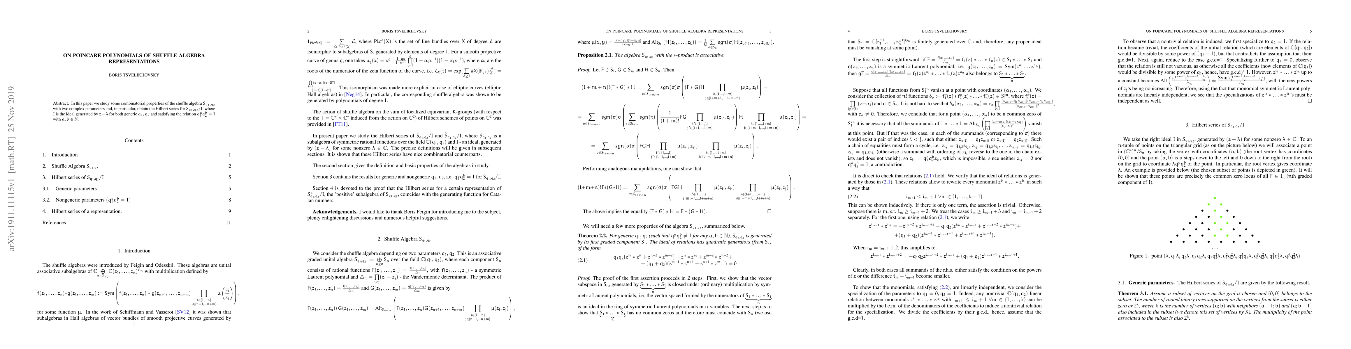 Thumbnail for On Poincare polynomials of shuffle algebra representations
