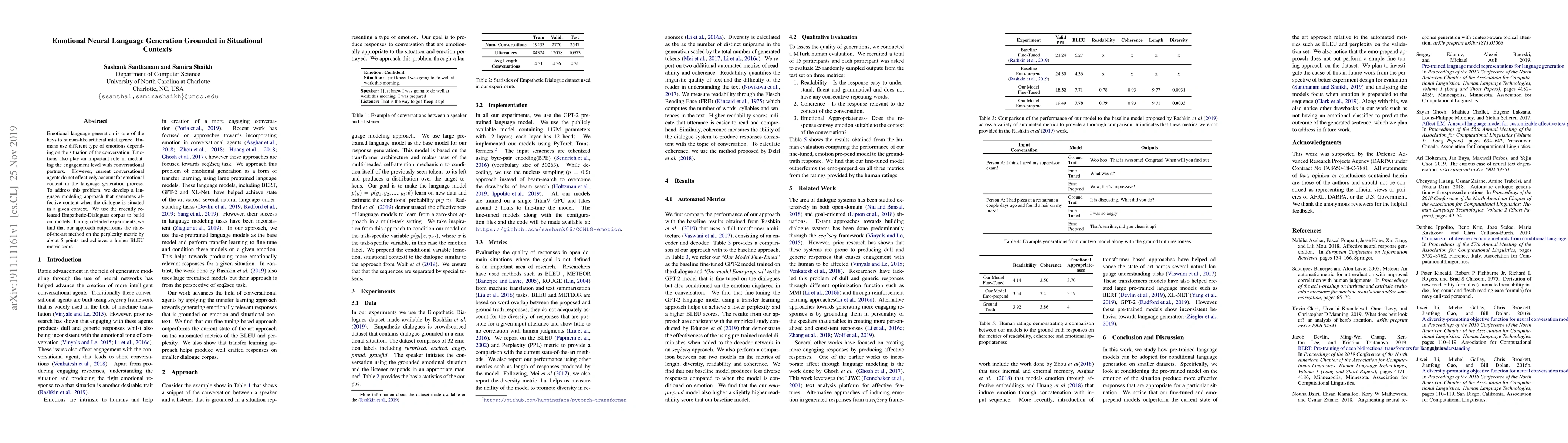 Thumbnail for Emotional Neural Language Generation Grounded in Situational Contexts