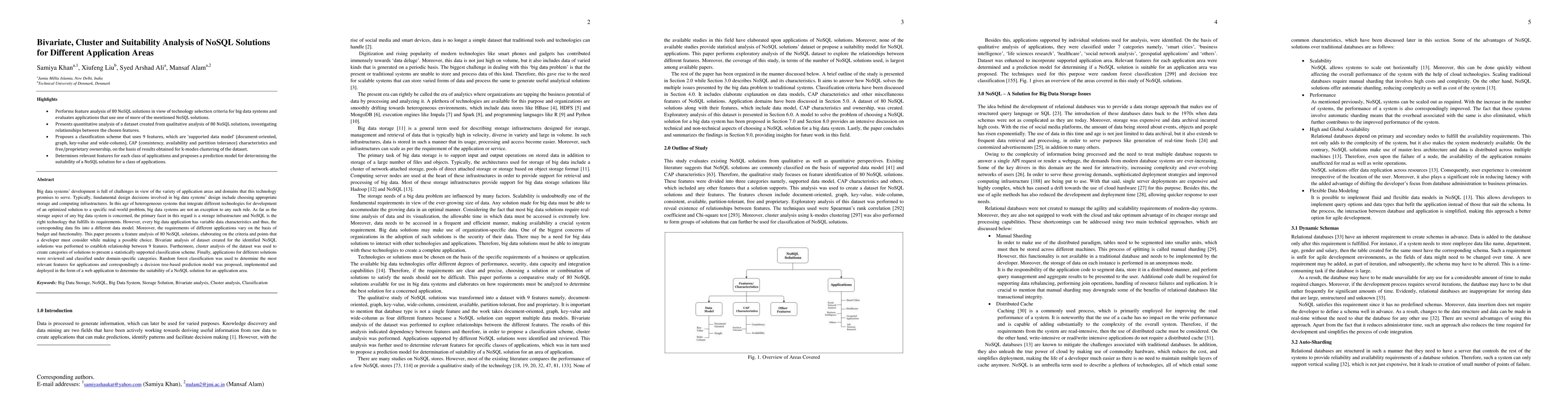 Thumbnail for Bivariate, Cluster and Suitability Analysis of NoSQL Solutions for
  Different Application Areas