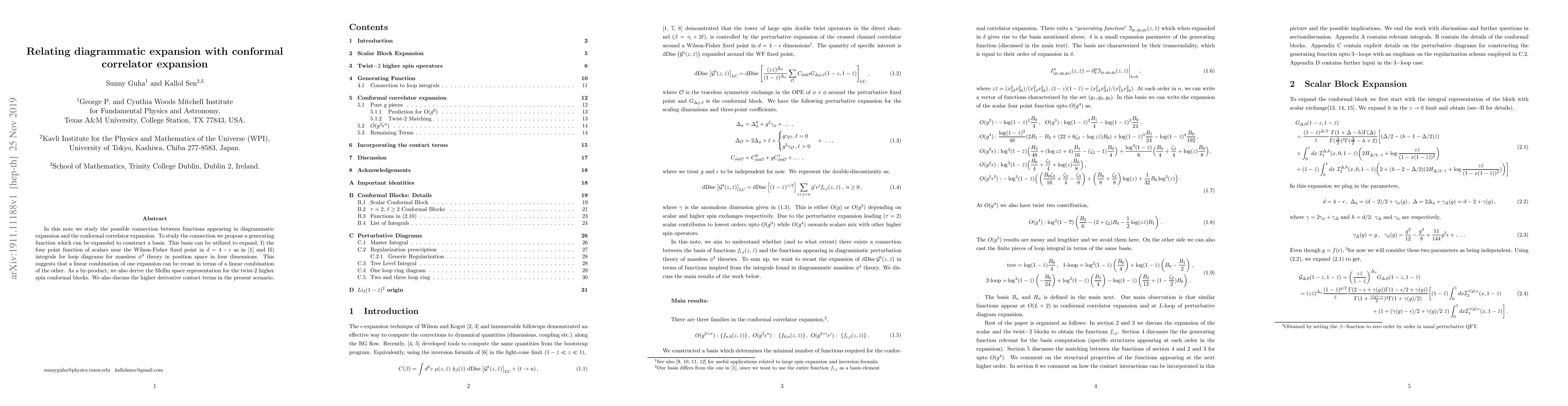 Thumbnail for Relating diagrammatic expansion with conformal correlator expansion