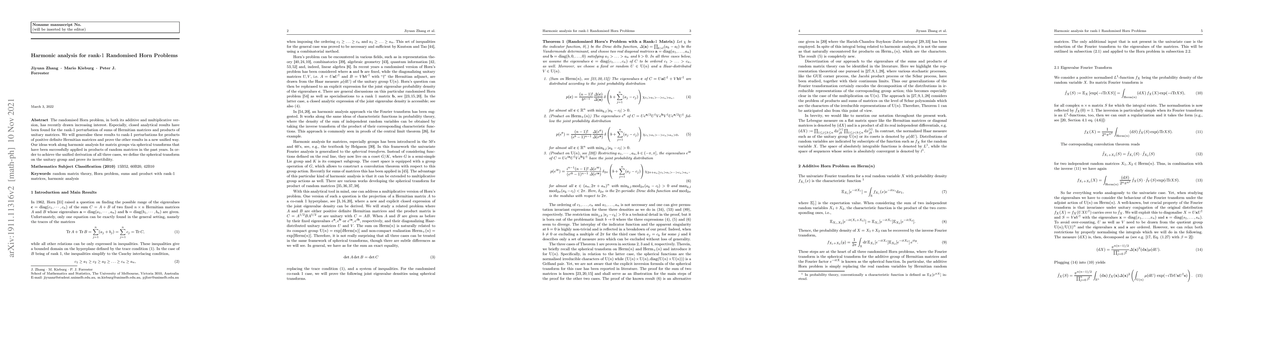 Thumbnail for Harmonic analysis for rank-1 Randomised Horn Problems