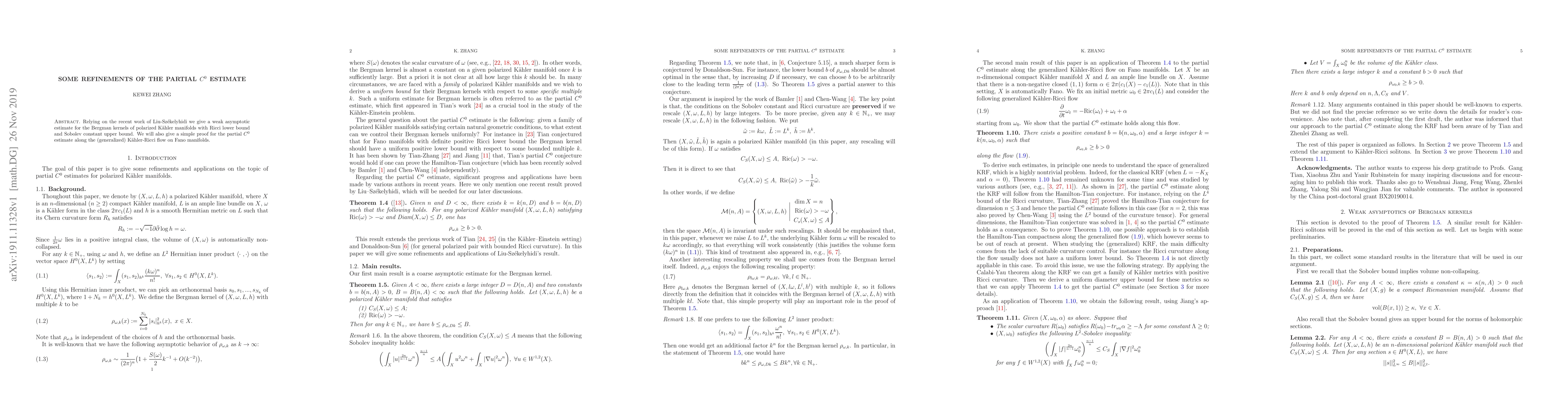 Thumbnail for Some refinements of the partial $C^0$ estimate