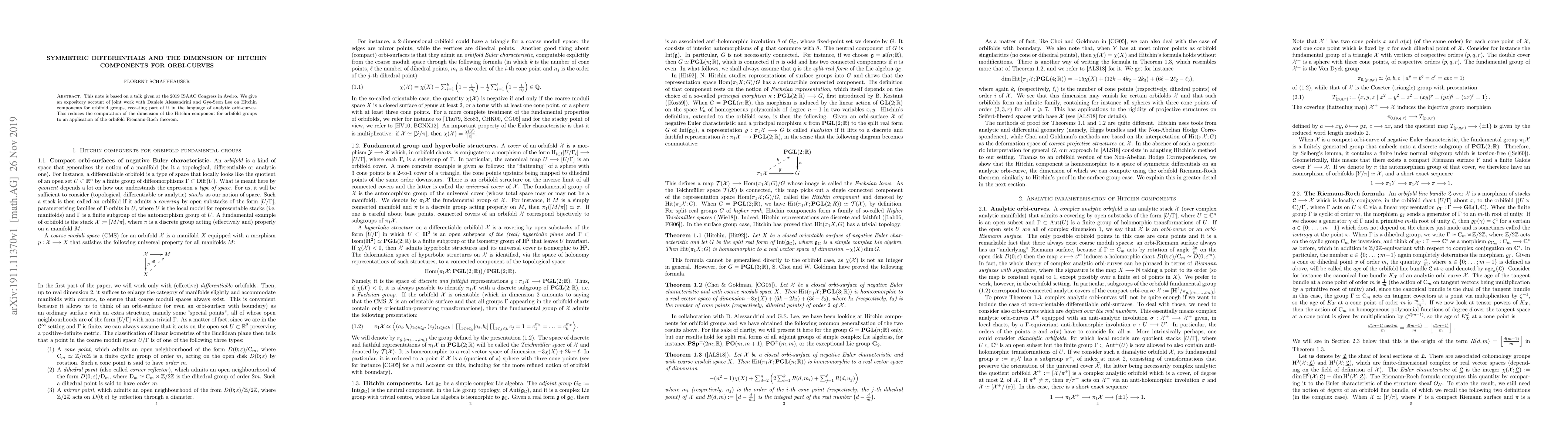 Thumbnail for Symmetric differentials and the dimension of Hitchin components for
  orbi-curves