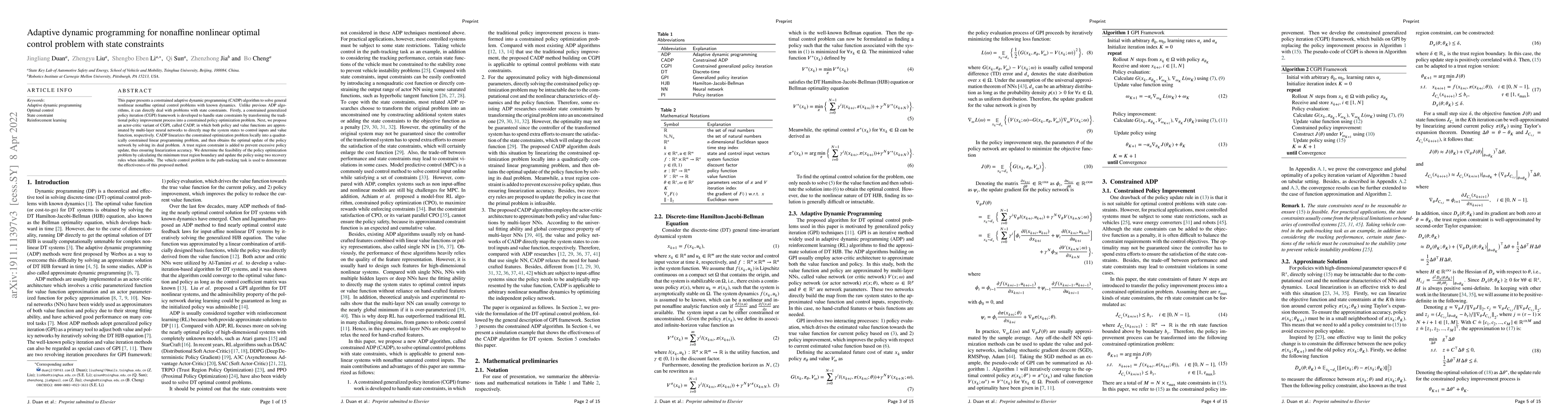 Thumbnail for Adaptive dynamic programming for nonaffine nonlinear optimal control
  problem with state constraints