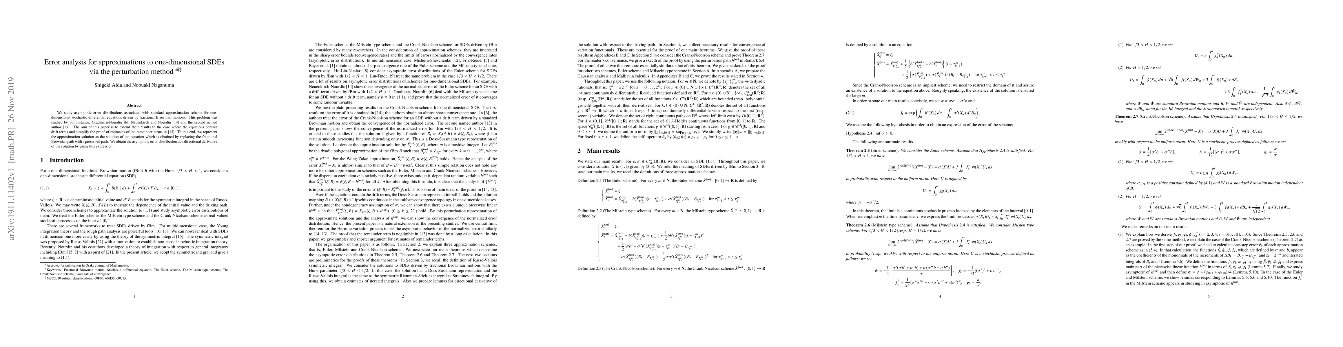 Thumbnail for Error analysis for approximations to one-dimensional SDEs via the
  perturbation method