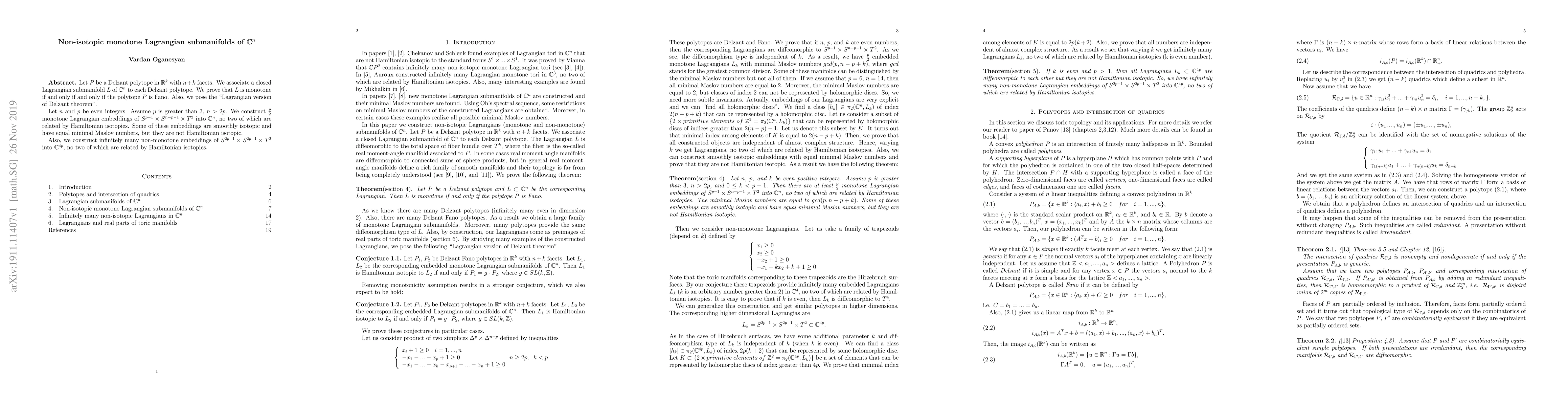Thumbnail for Non-isotopic monotone Lagrangian submanifolds of $\mathbb{C}^n$