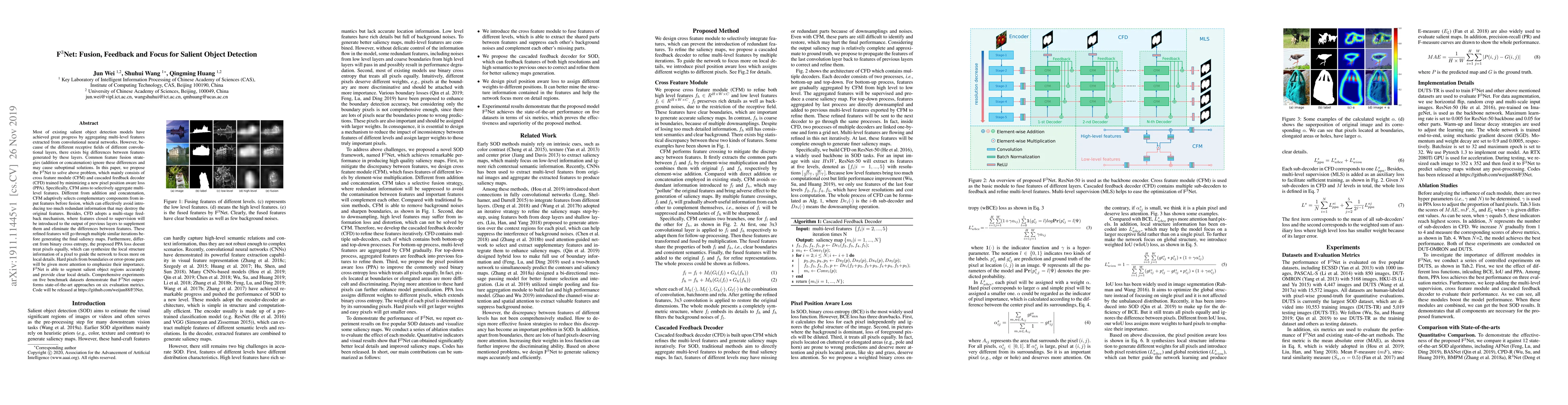 Thumbnail for F3Net: Fusion, Feedback and Focus for Salient Object Detection