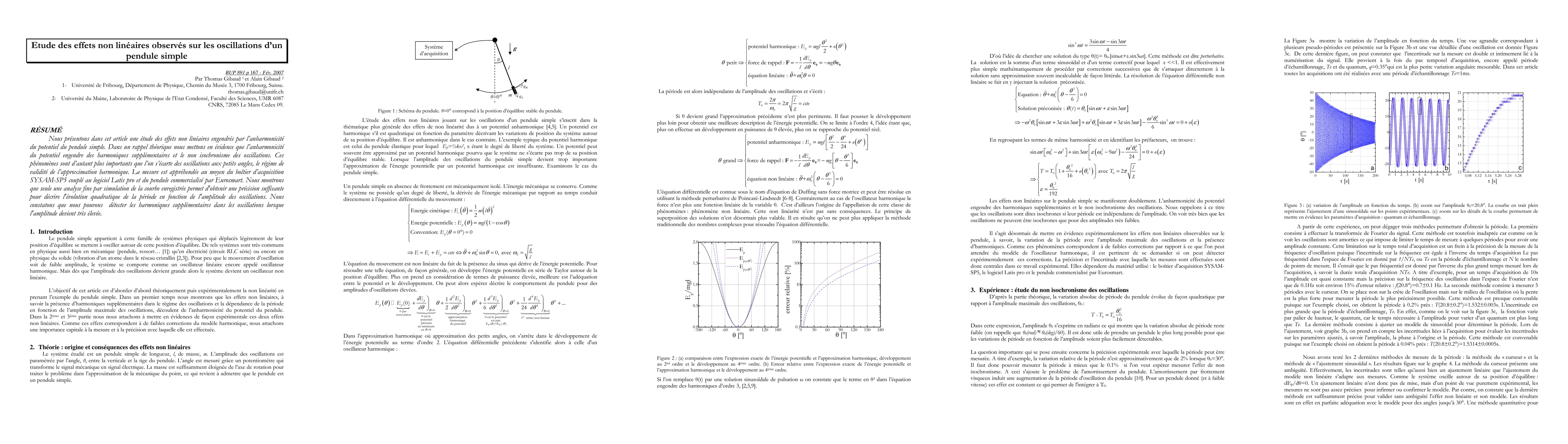 Thumbnail for Etude des effets non lin\'eaires observ\'es sur les oscillations d'un
  pendule simple