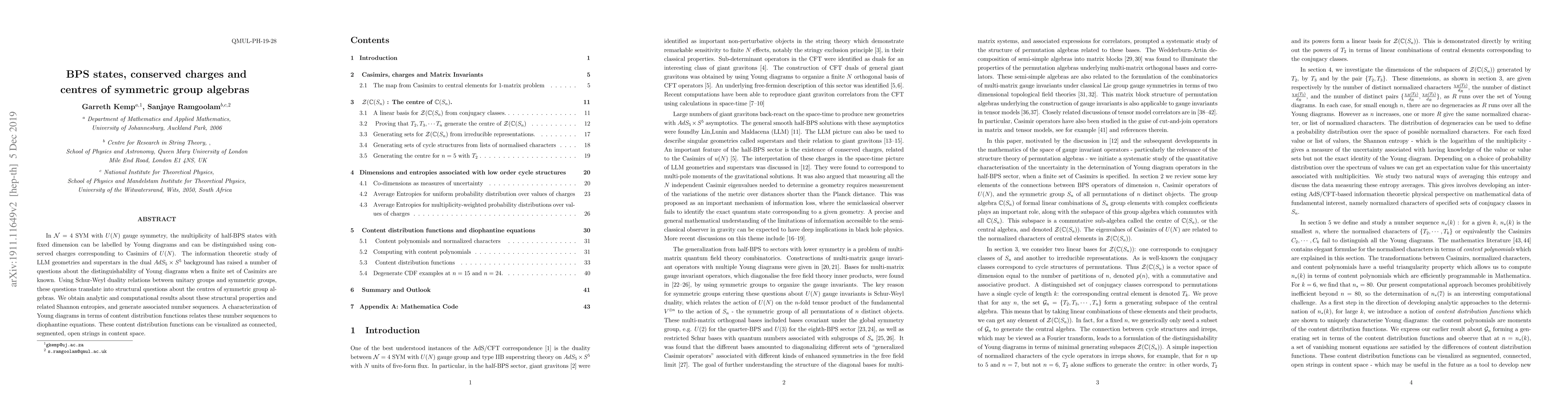 Thumbnail for BPS states, conserved charges and centres of symmetric group algebras