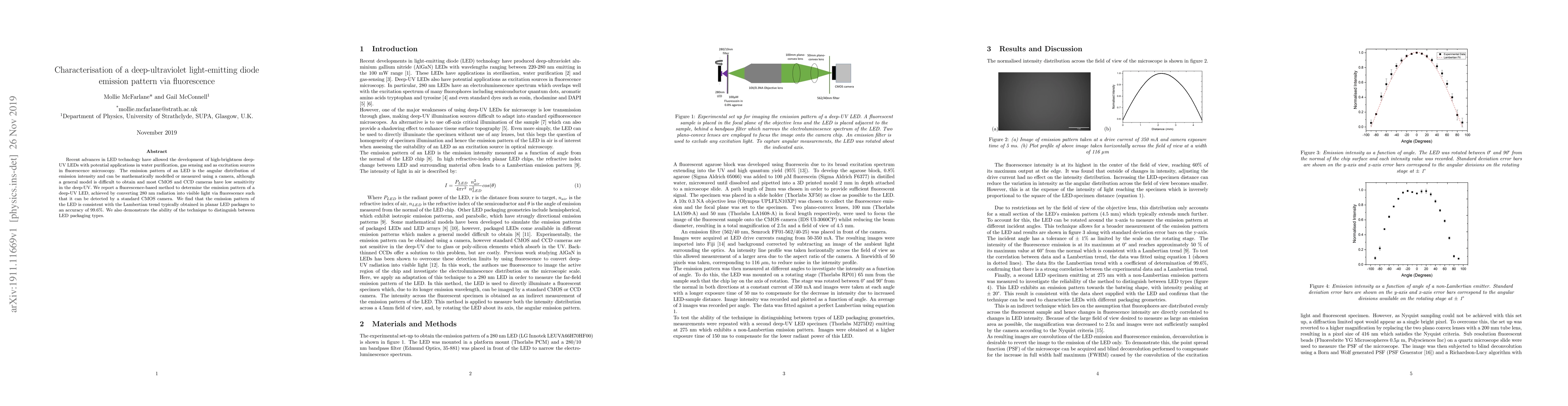 Thumbnail for Characterisation of a deep-ultraviolet light-emitting diode emission
  pattern via fluorescence