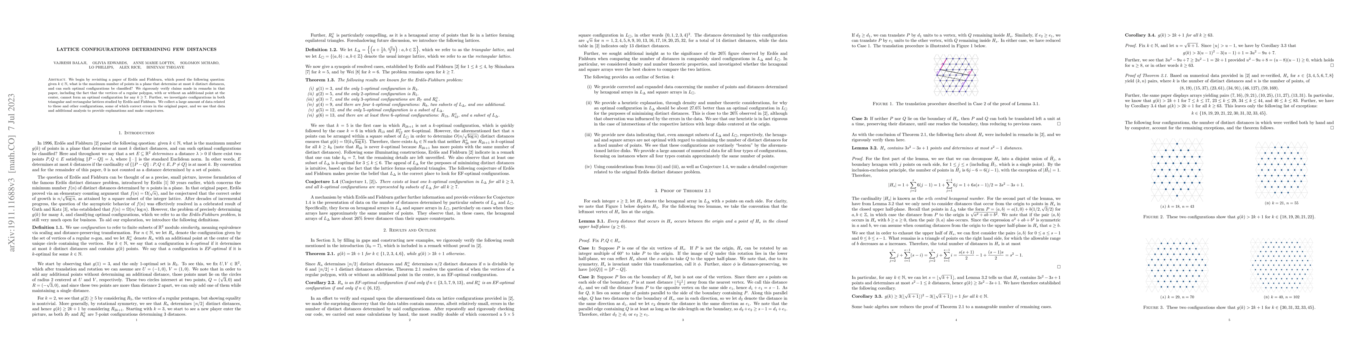 Thumbnail for Lattice Configurations Determining Few Distances
