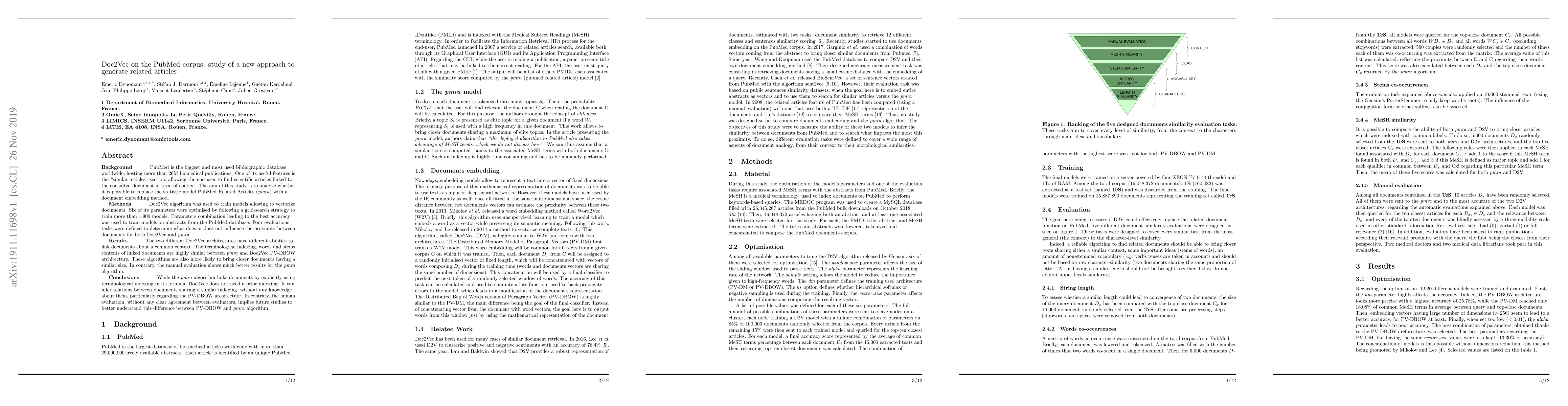 Thumbnail for Doc2Vec on the PubMed corpus: study of a new approach to generate
  related articles