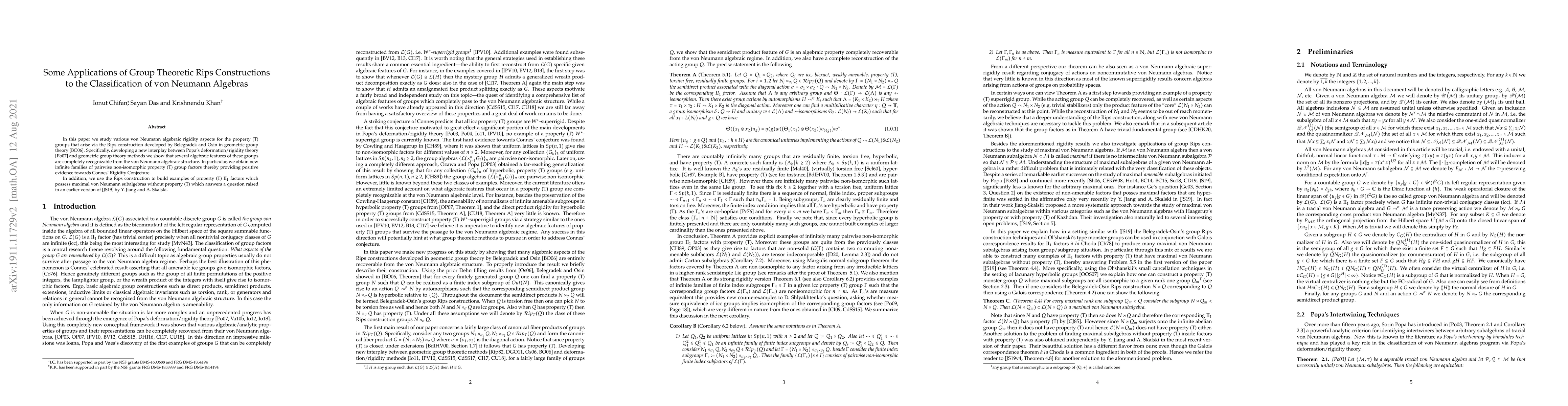 Thumbnail for Some Applications of Group Theoretic Rips Constructions to the
  Classification of von Neumann Algebras
