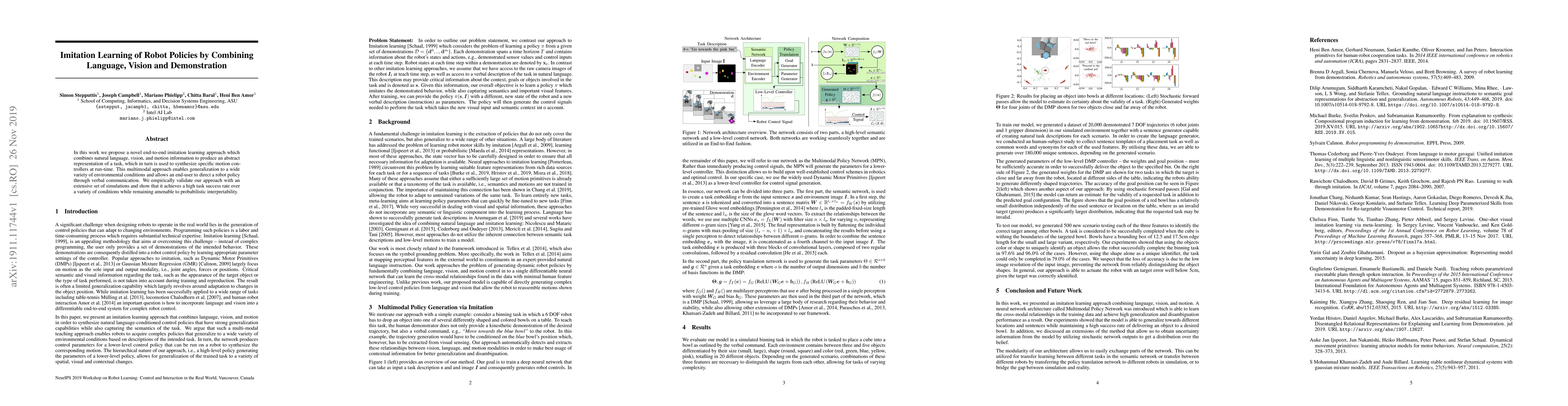 Thumbnail for Imitation Learning of Robot Policies by Combining Language, Vision and
  Demonstration