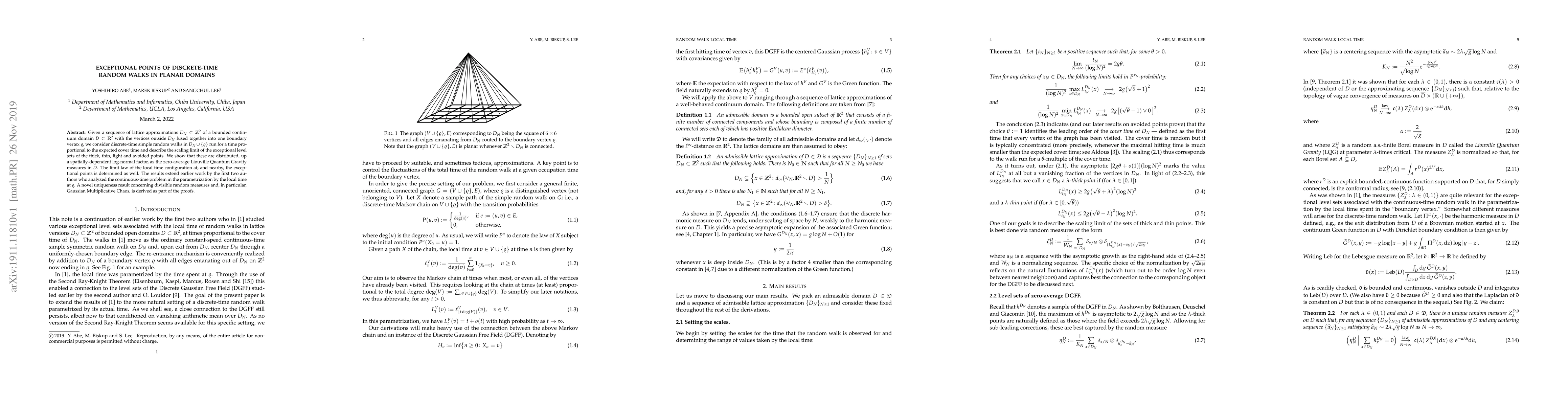 Thumbnail for Exceptional points of discrete-time random walks in planar domains
