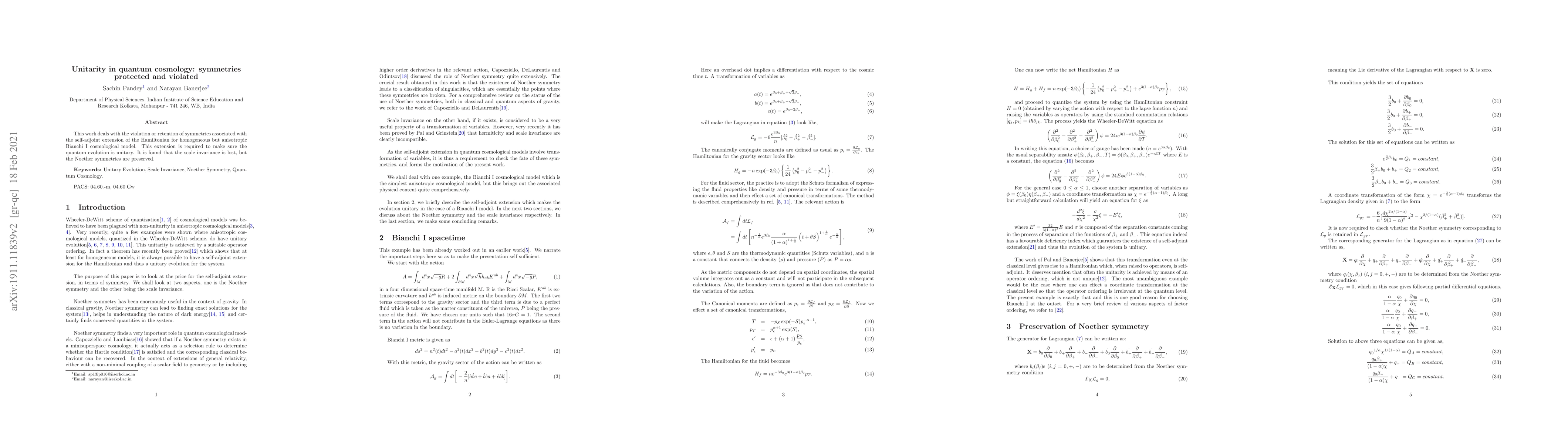 Thumbnail for Unitarity in quantum cosmology: symmetries protected and violated
