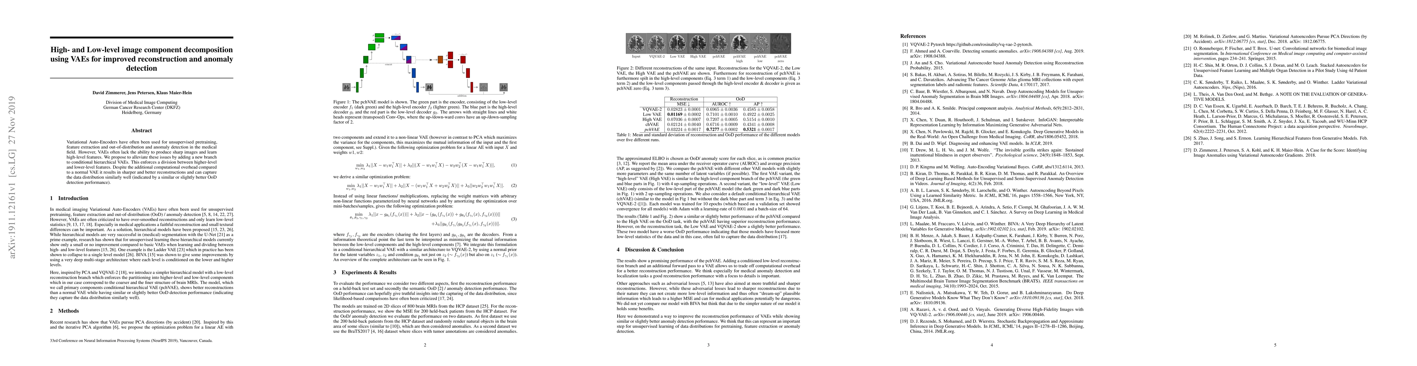 Thumbnail for High- and Low-level image component decomposition using VAEs for
  improved reconstruction and anomaly detection