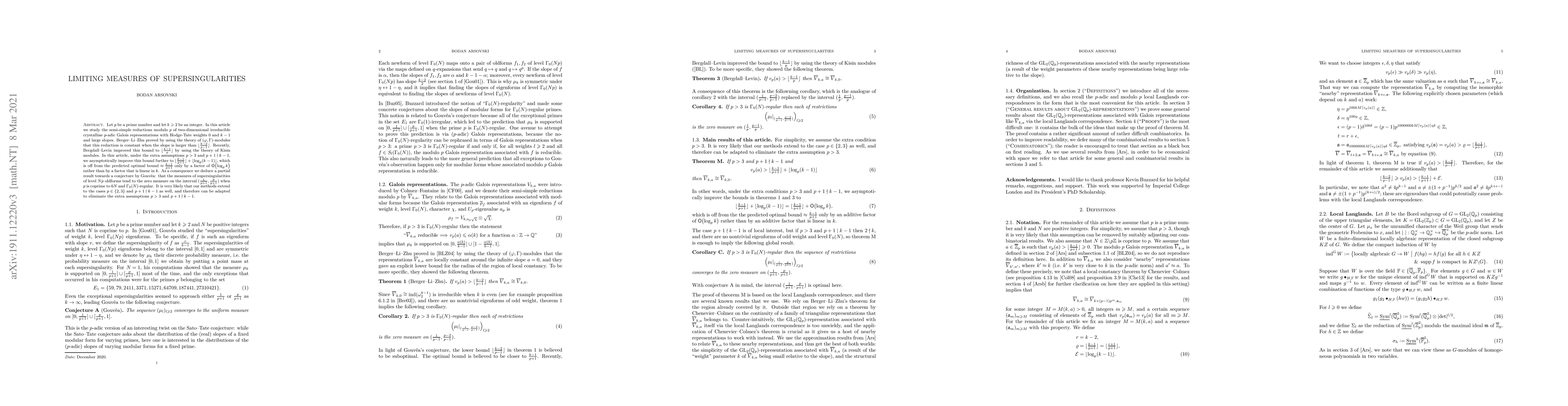 Thumbnail for Limiting measures of supersingularities