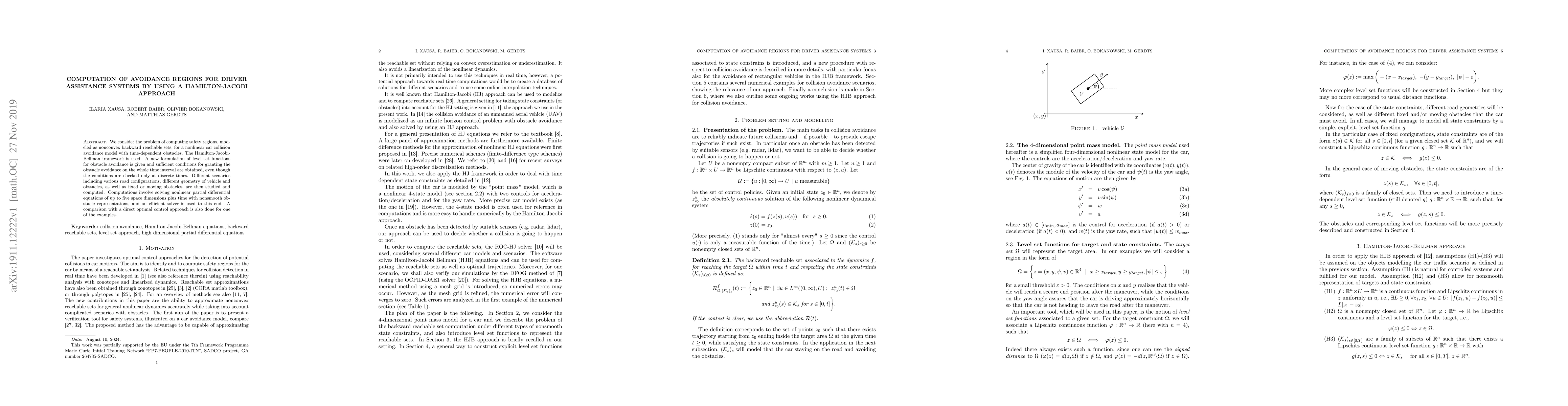Thumbnail for Computation of avoidance regions for driver assistance systems by using
  a Hamilton-Jacobi approach