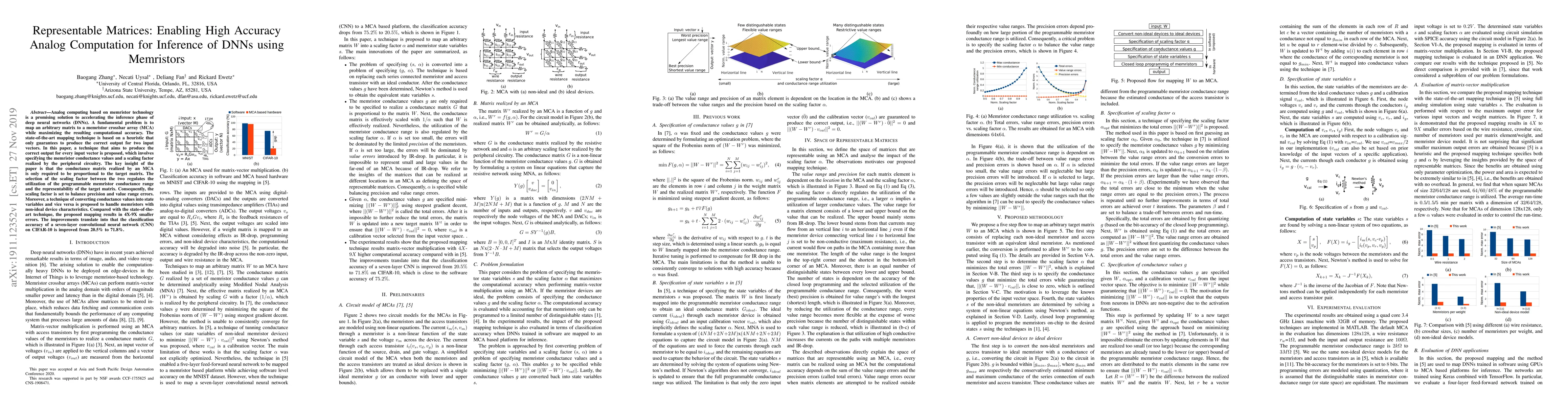 Thumbnail for Representable Matrices: Enabling High Accuracy Analog Computation for
  Inference of DNNs using Memristors