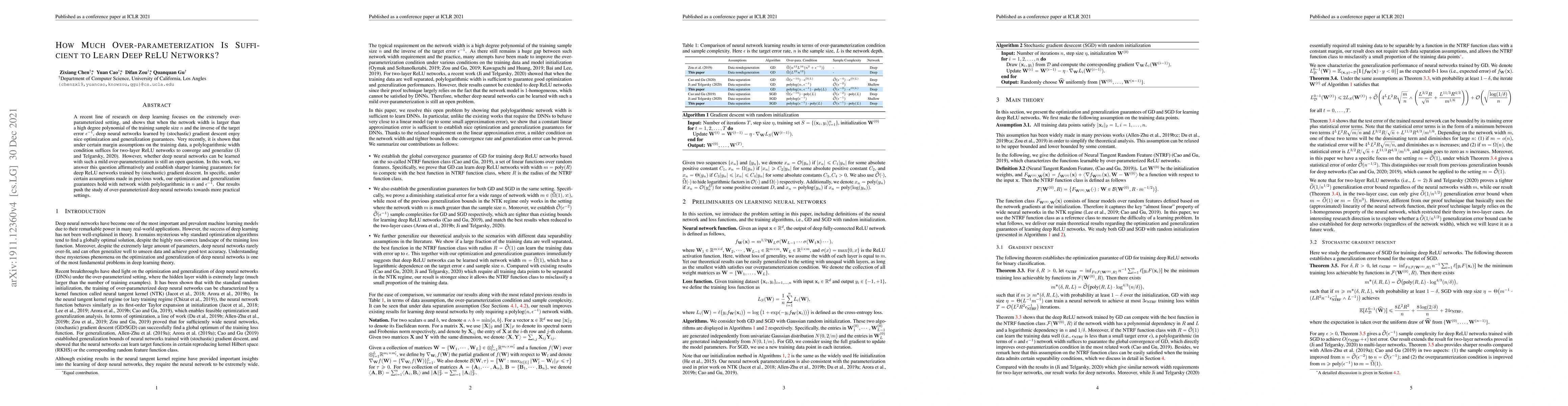 Thumbnail for How Much Over-parameterization Is Sufficient to Learn Deep ReLU
  Networks?