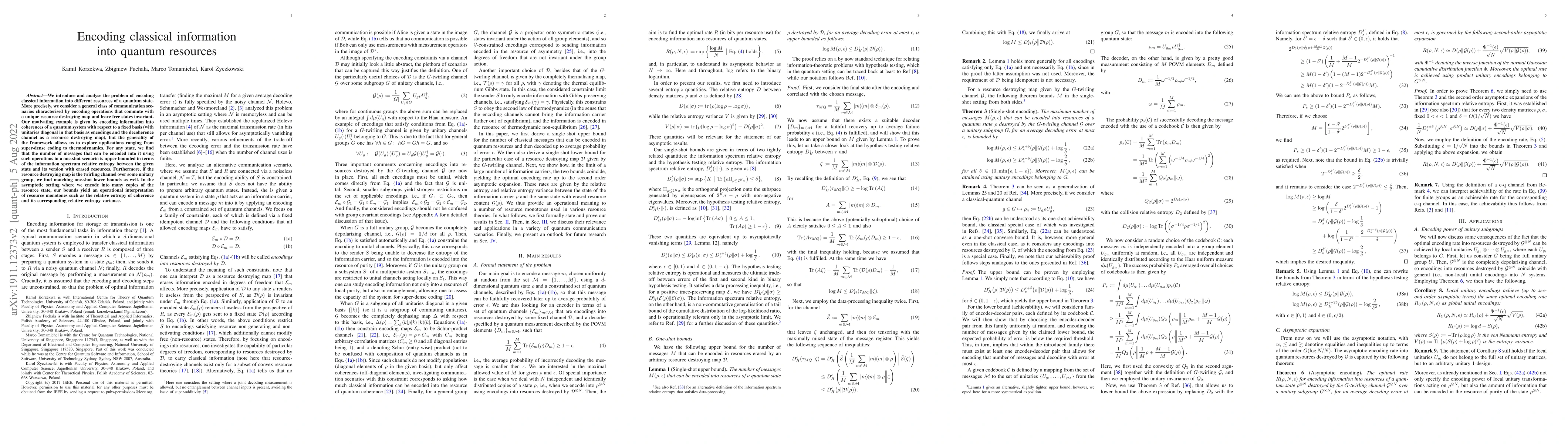Thumbnail for Encoding classical information into quantum resources