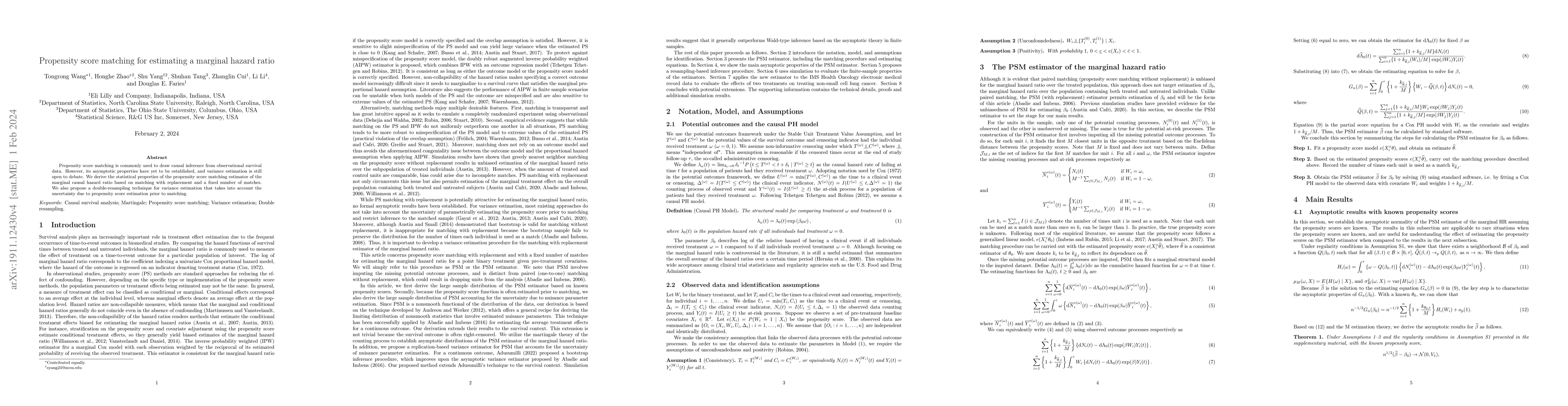 Thumbnail for Propensity score matching for estimating a marginal hazard ratio