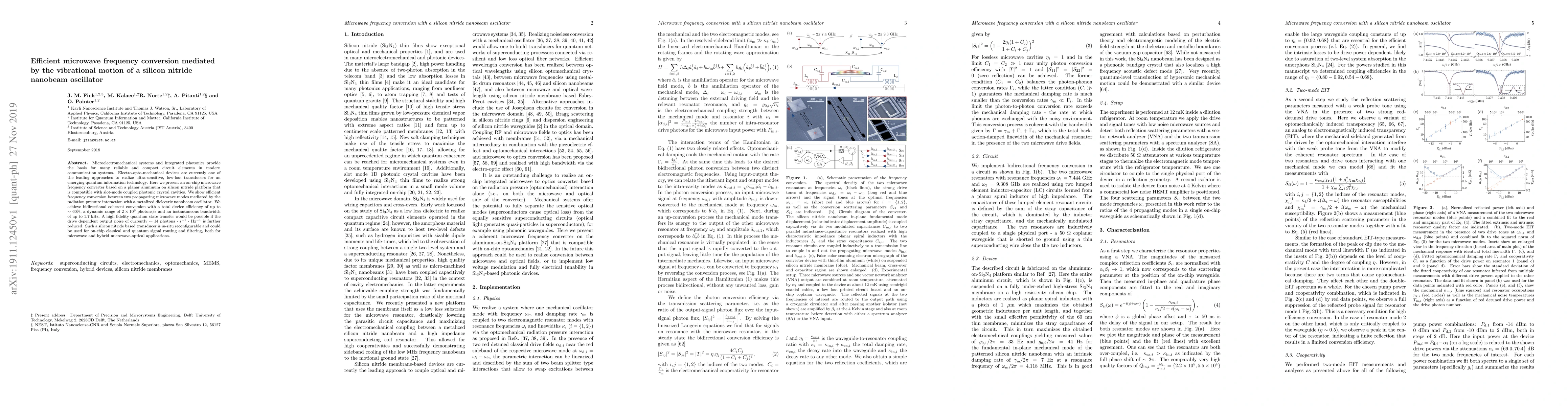 Thumbnail for Efficient microwave frequency conversion mediated by the vibrational
  motion of a silicon nitride nanobeam oscillator