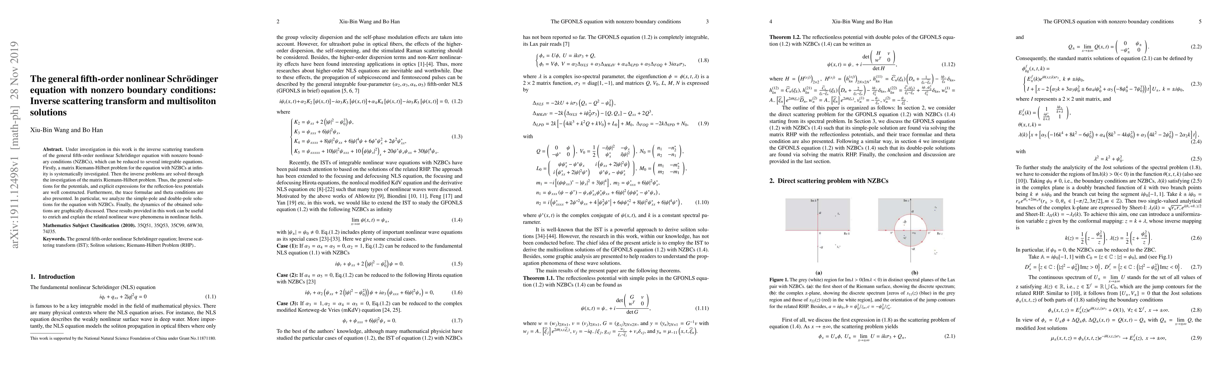 Thumbnail for The general fifth-order nonlinear Schr\"odinger equation with nonzero
  boundary conditions: Inverse scattering transform and multisoliton solutions