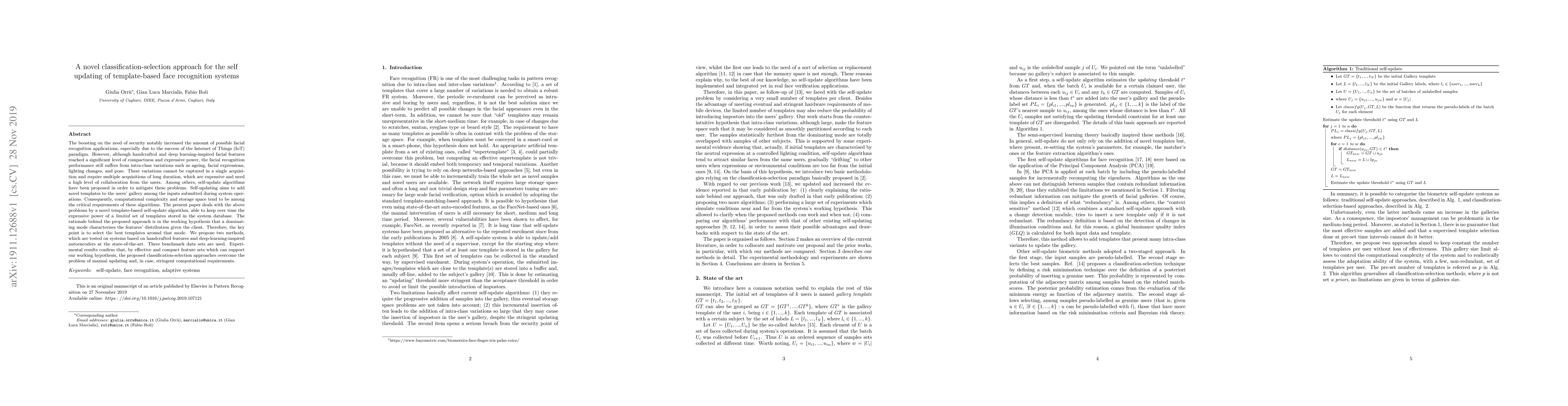 Thumbnail for A novel classification-selection approach for the self updating of
  template-based face recognition systems